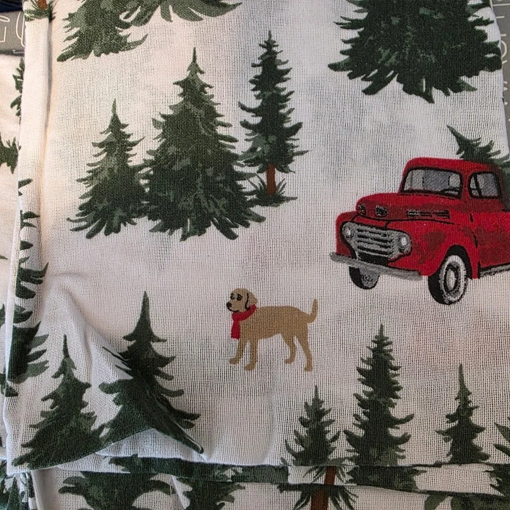 Ashley Cooper Twin Flannel Sheet Set 100% Cotton Christmas Red Truck Dog Pine